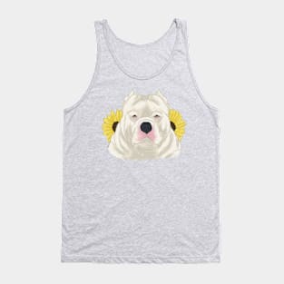 White American Bully with Sunflowers Tank Top